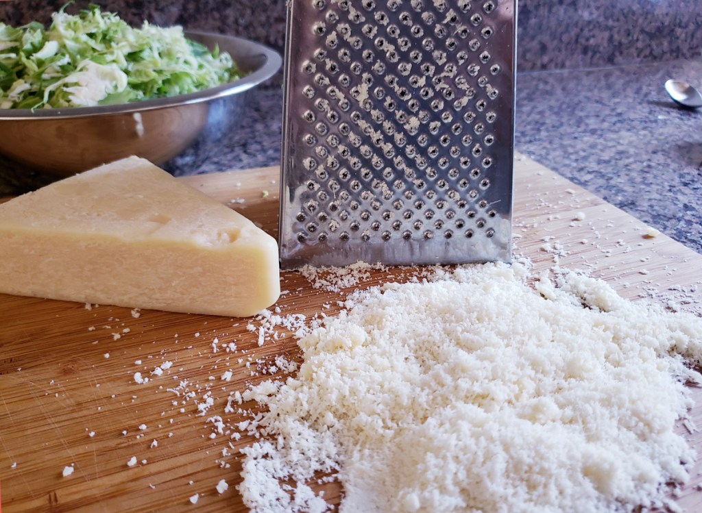 grating Parmesan cheese