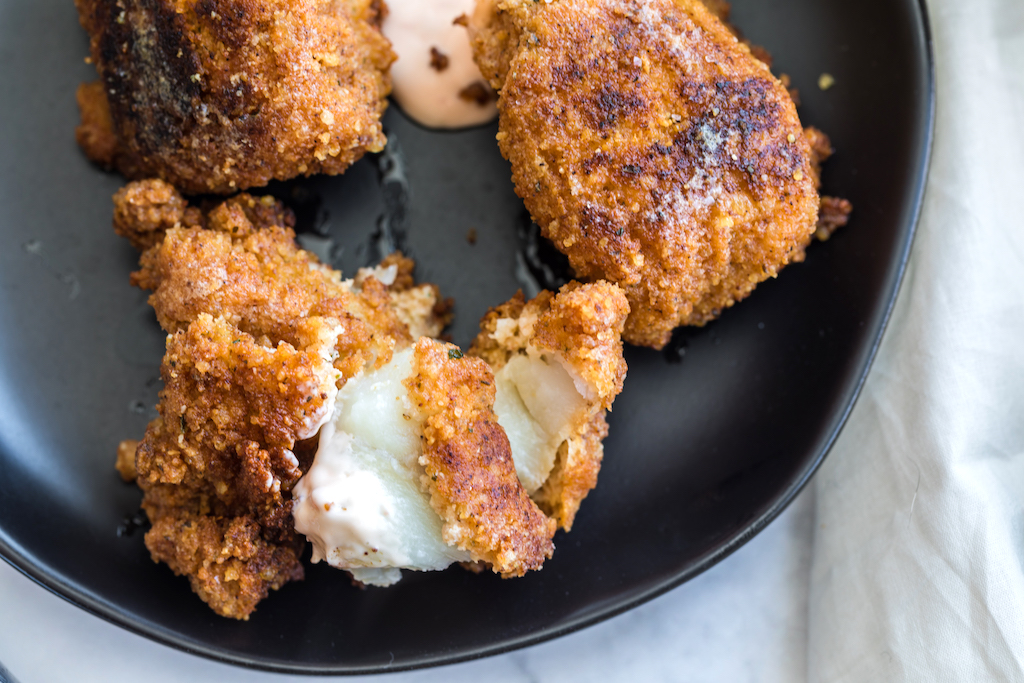 keto fried fish on plate 