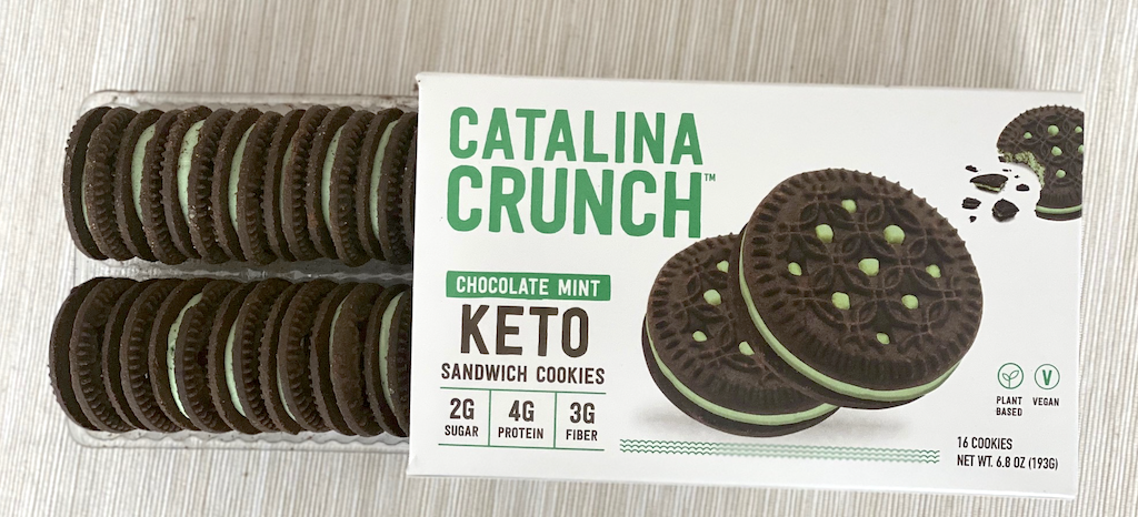 Catalina Crunch chocolate mint keto sandwich cookies 