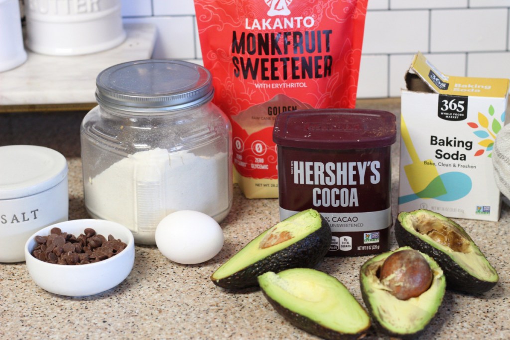 ingredients for keto avocado chocolate cookies