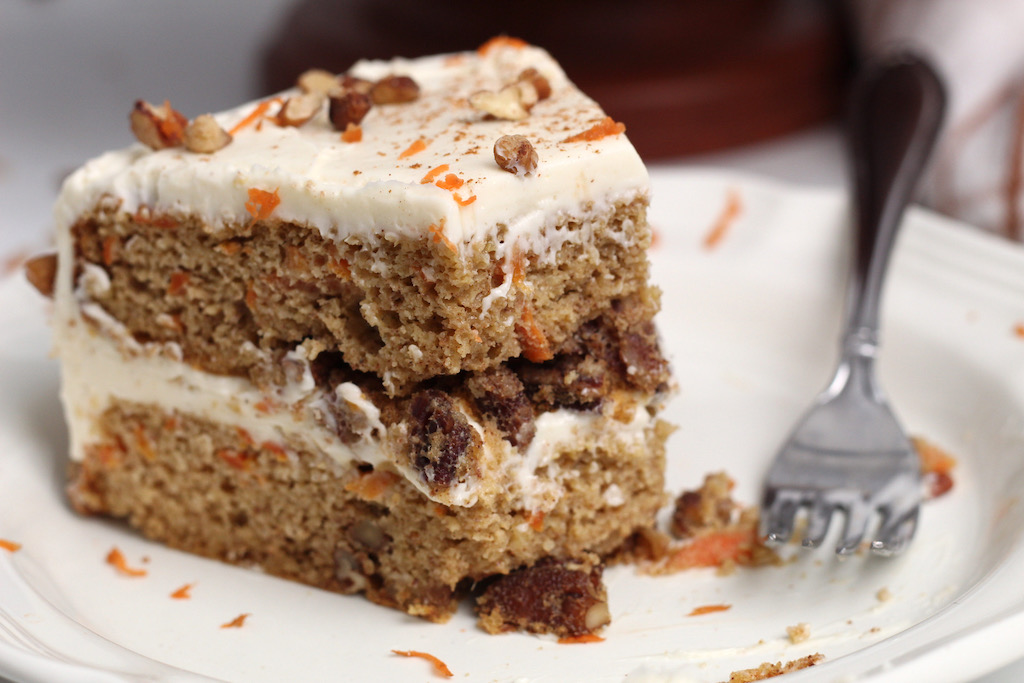 keto carrot cake slice on plate 