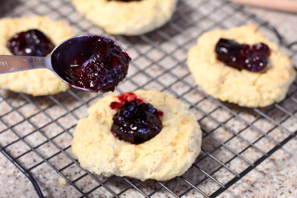 adding cherry filling to keto thumbprint