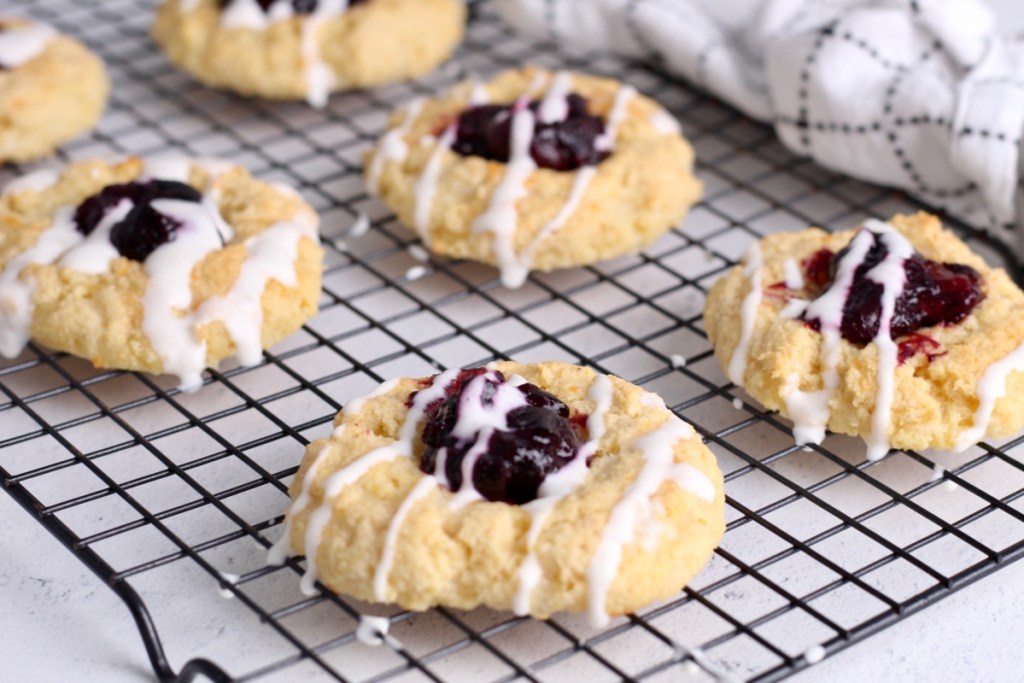 keto cherry thumbprint danish on cooling rack