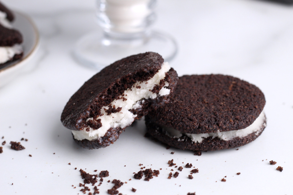 Keto oreo cookies on counter 