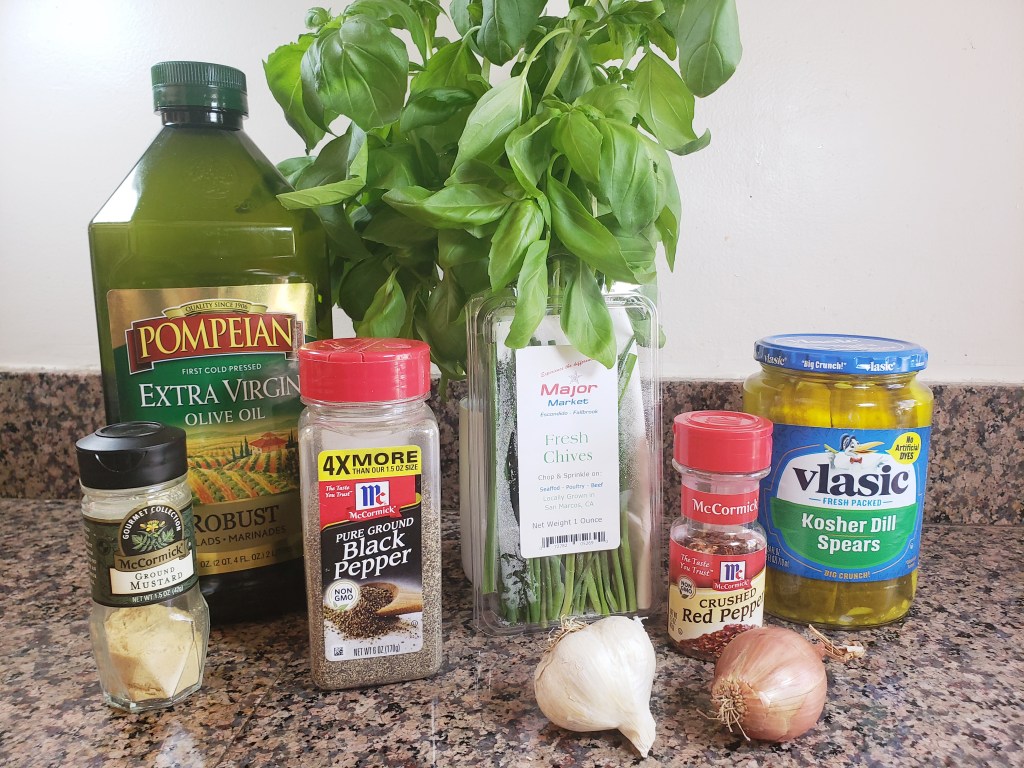 ingredients for keto pickle juice salad dressing