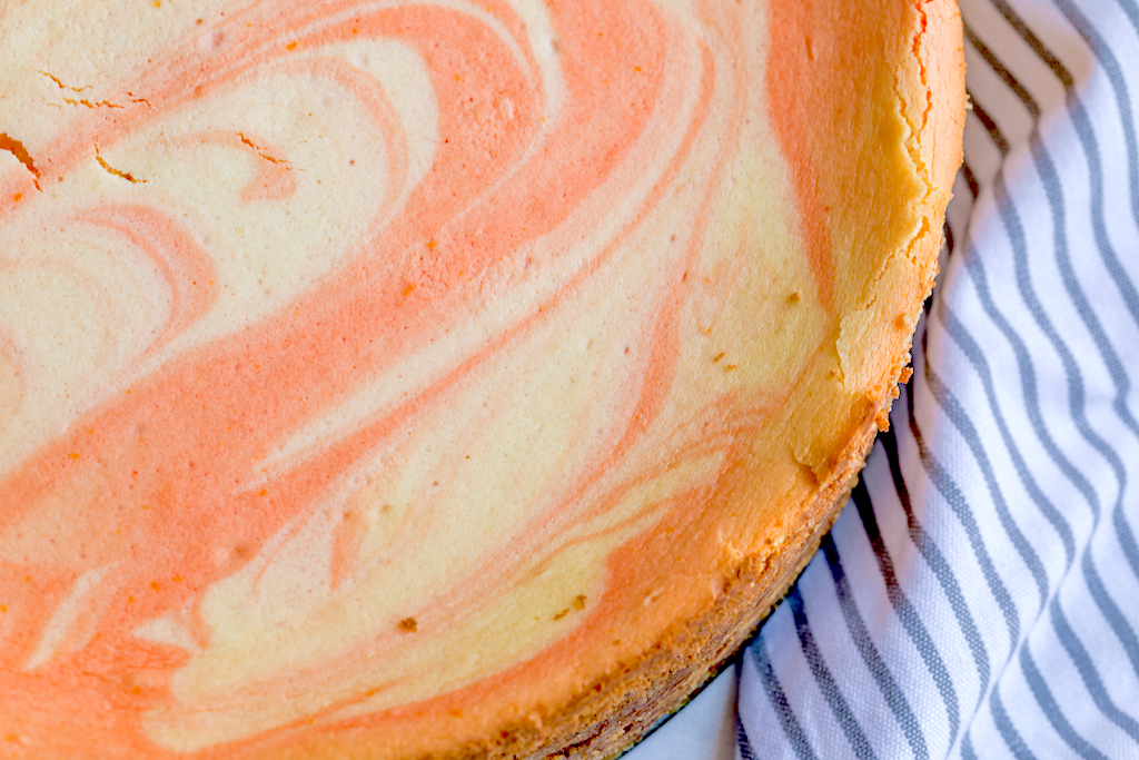 close up of keto orange creamsicle cheesecake