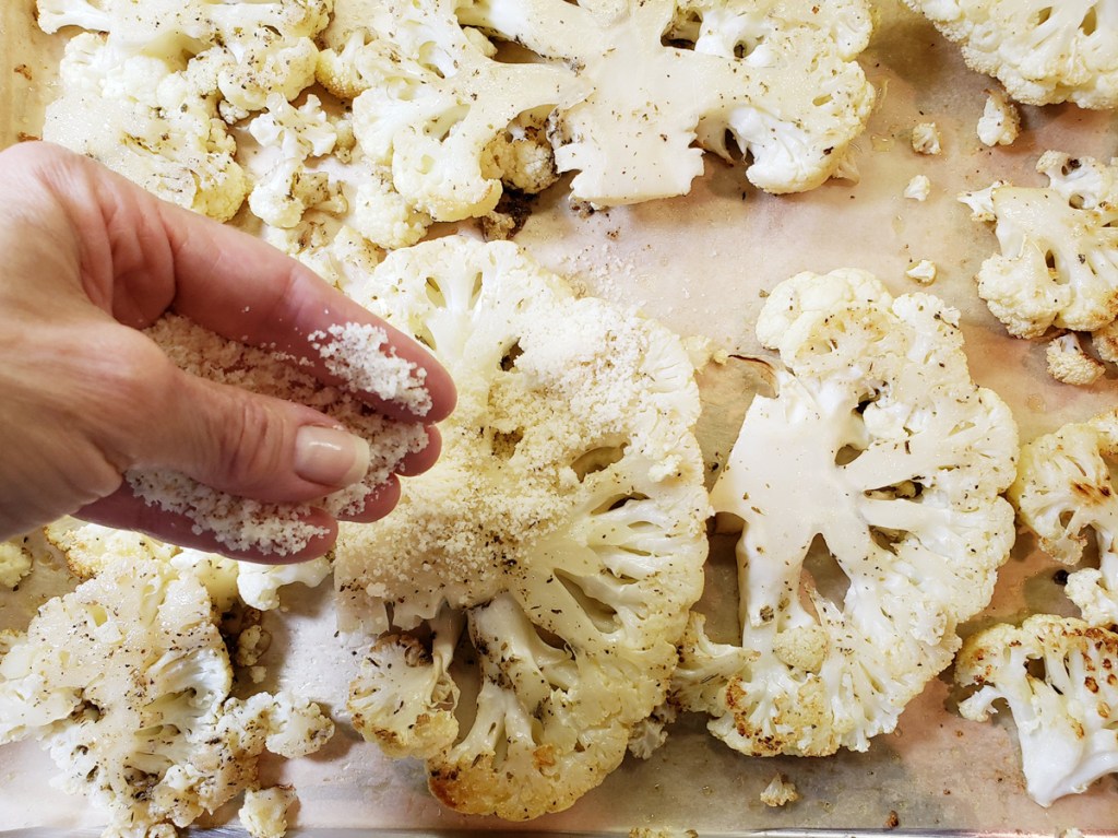 adding parm to cauliflower steaks