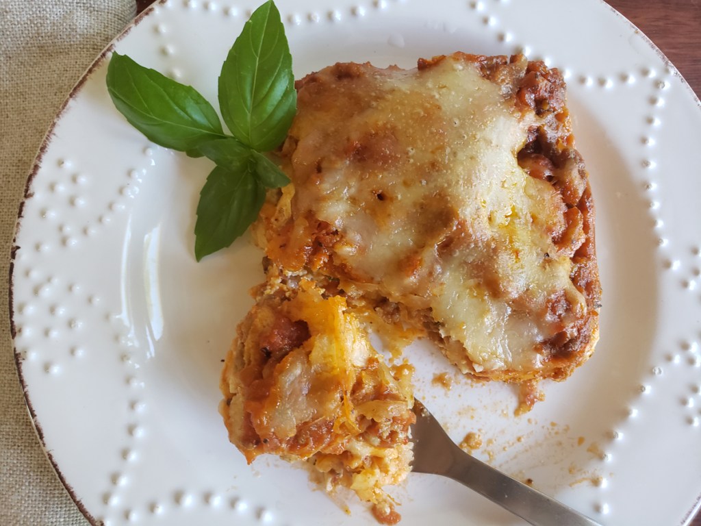 Egg Wrap Low Carb Lasagna on plate