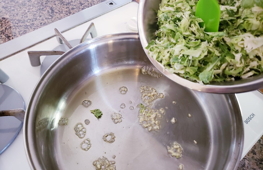 brussels sprouts in pan