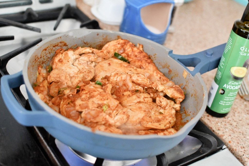 cooked mexican seasoned chicken skillet