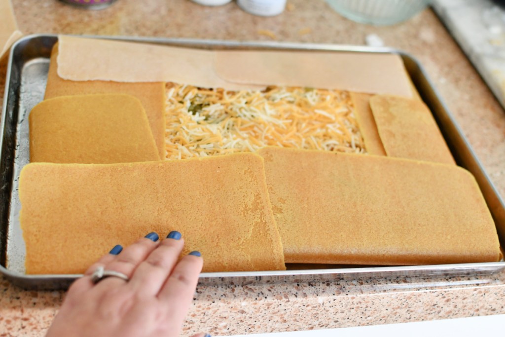 folding keto sheet pan quesadilla