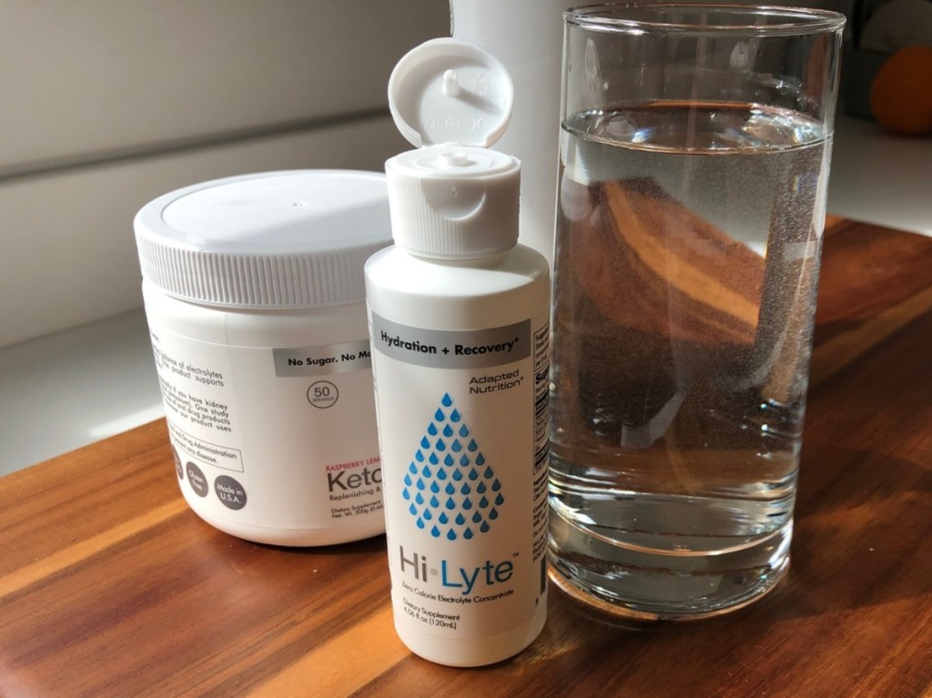 bottle of liquid electrolyte solution