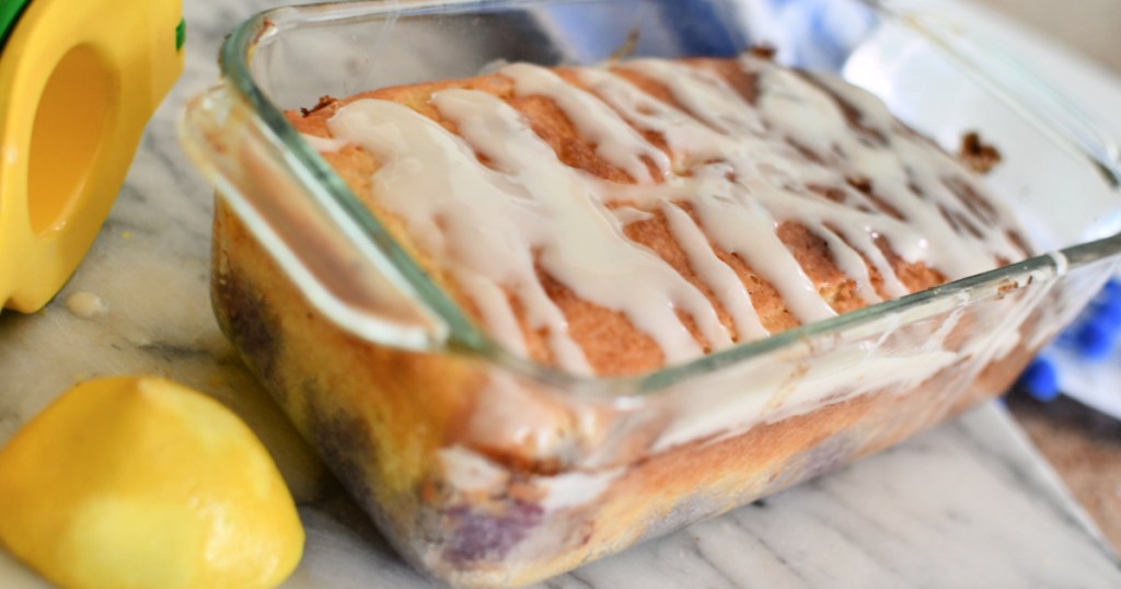 keto blueberry pound cake with lemon glaze