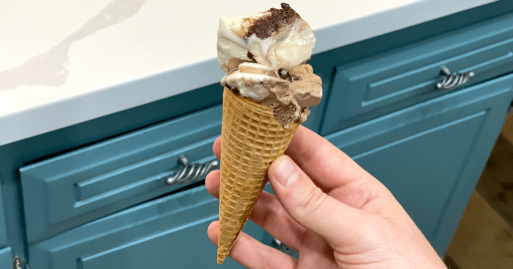 holding keto ice cream cone