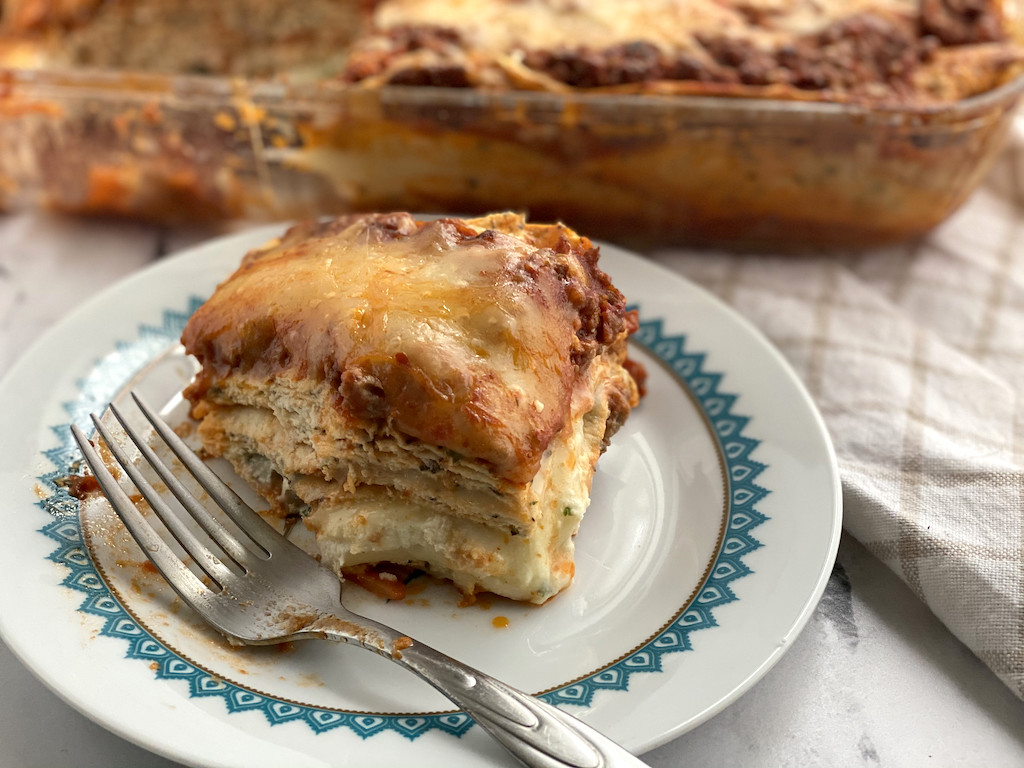 low carb lasagna on plate 