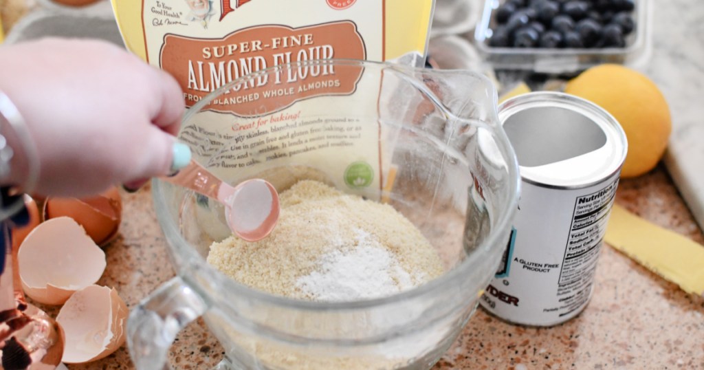 mixing dry ingredients for keto pound cake