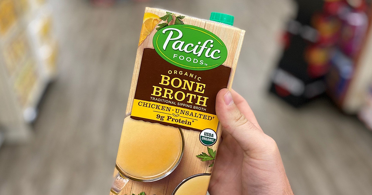 holding carton of bone broth