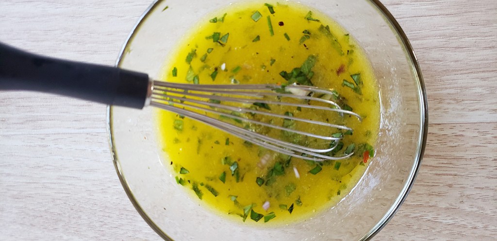 pickle juice salad dressing in bowl