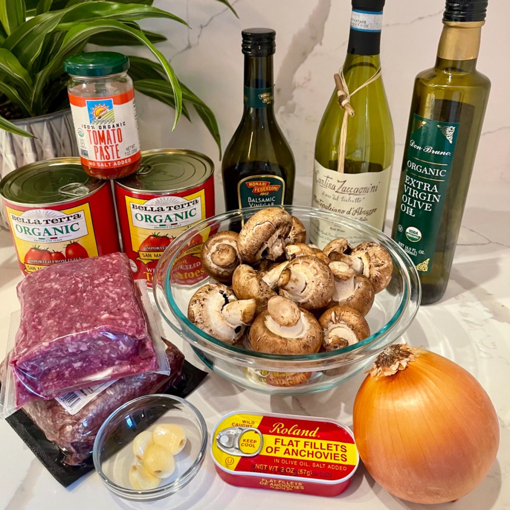 ingredients for Keto Marinara Meat Sauce