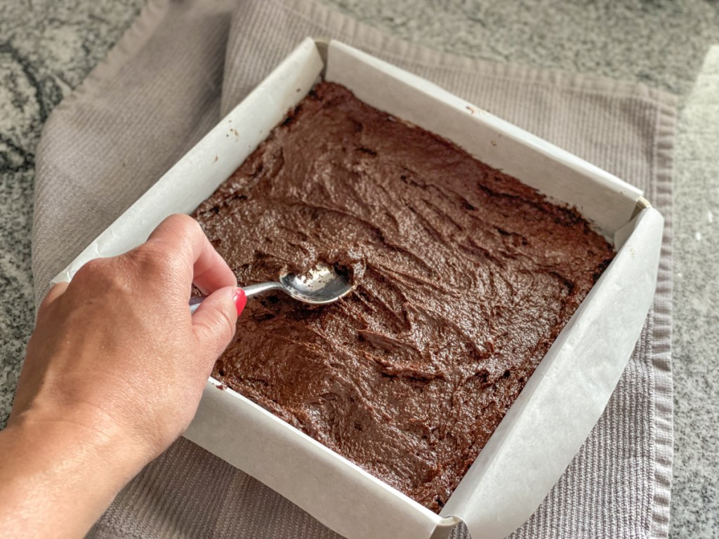 brownie batter in pan