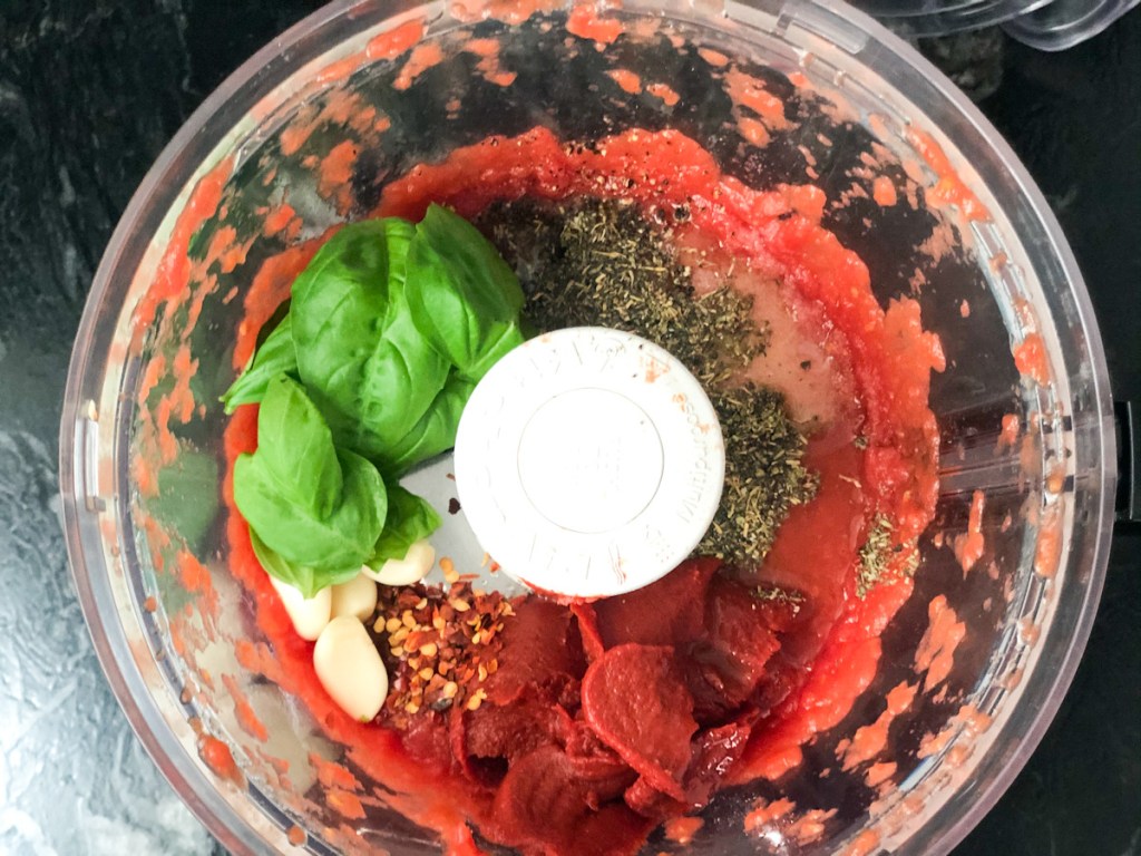 marinara ingredients added to blender