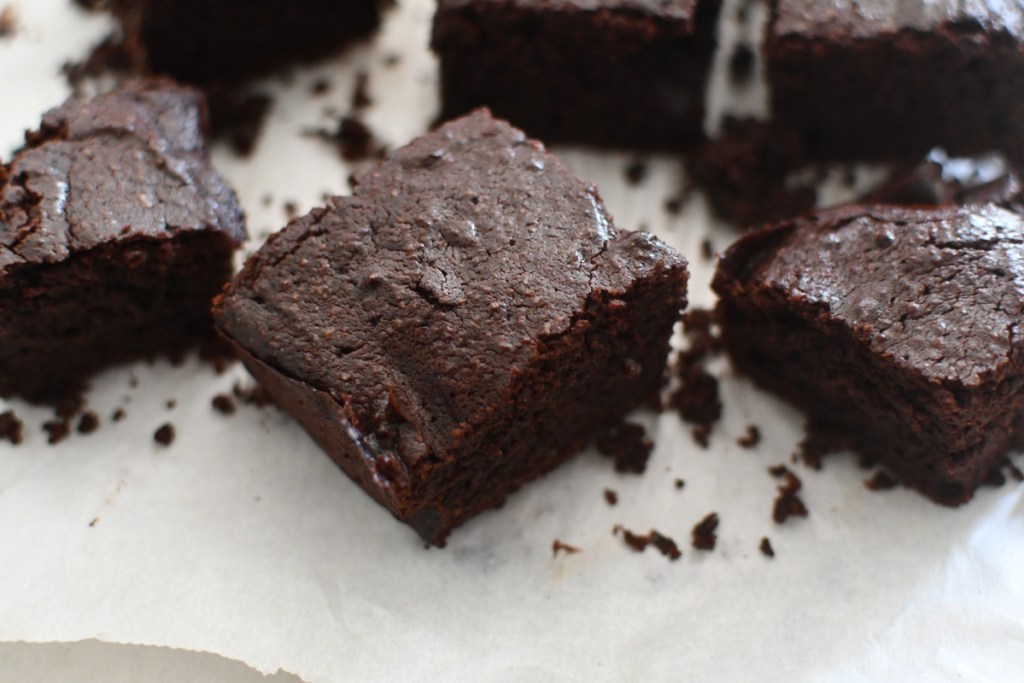 close up of keto brownies