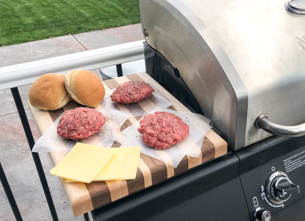 keto stuffed burgers ready to grill