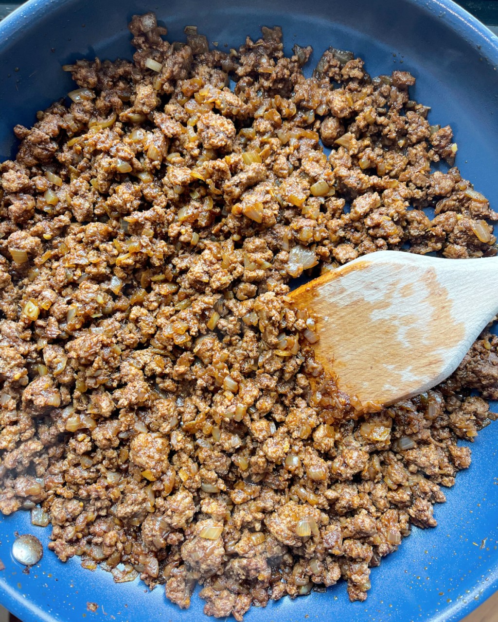 cooked taco beef in pan