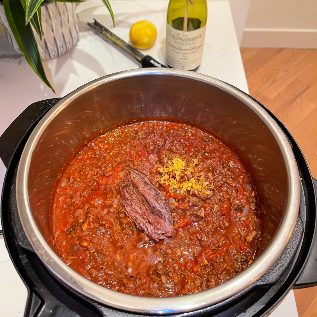 meat sauce with anchovies and lemon zest