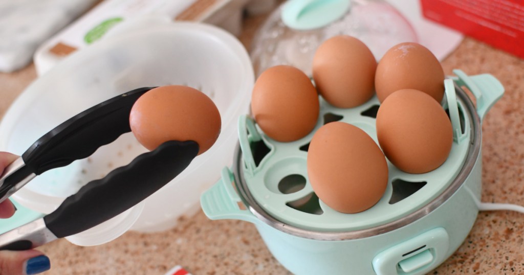 removing cooked eggs from dash egg cooker