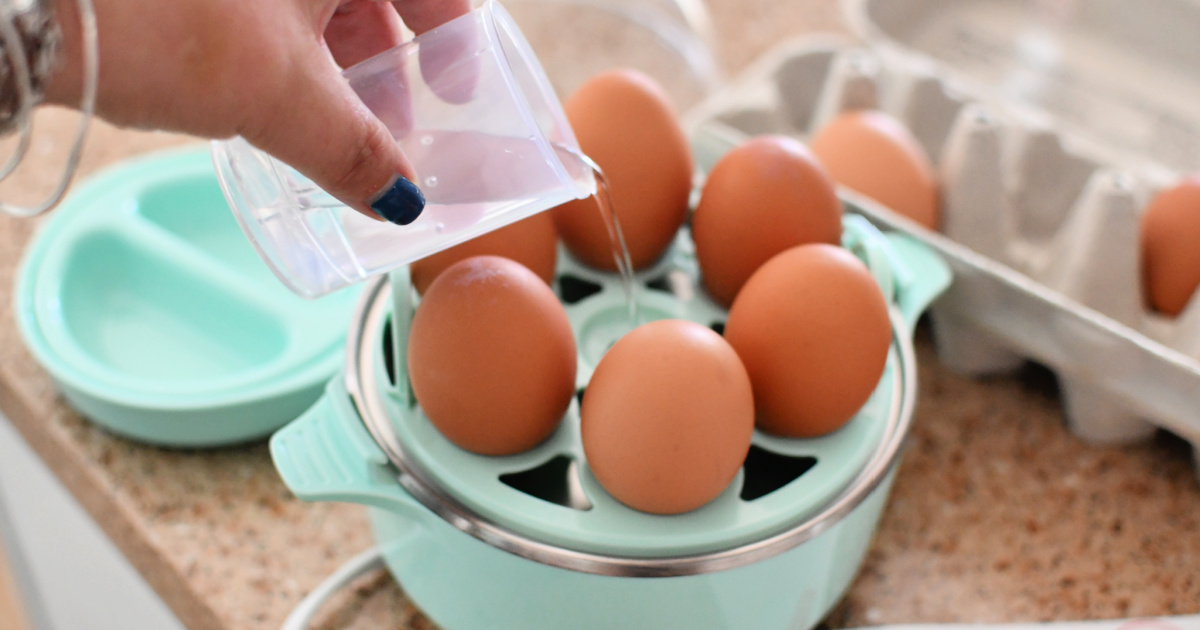 adding water to egg cooker