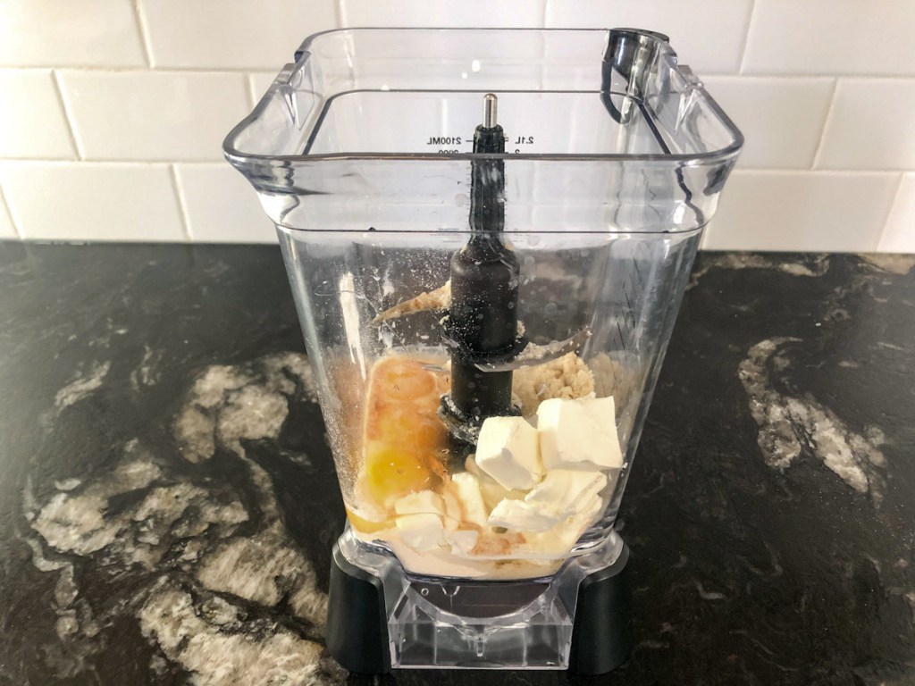 blender with ingredients