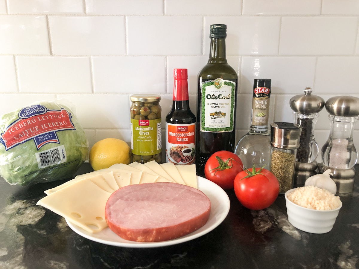 ingredients for a 1905 salad recipe on a countertop