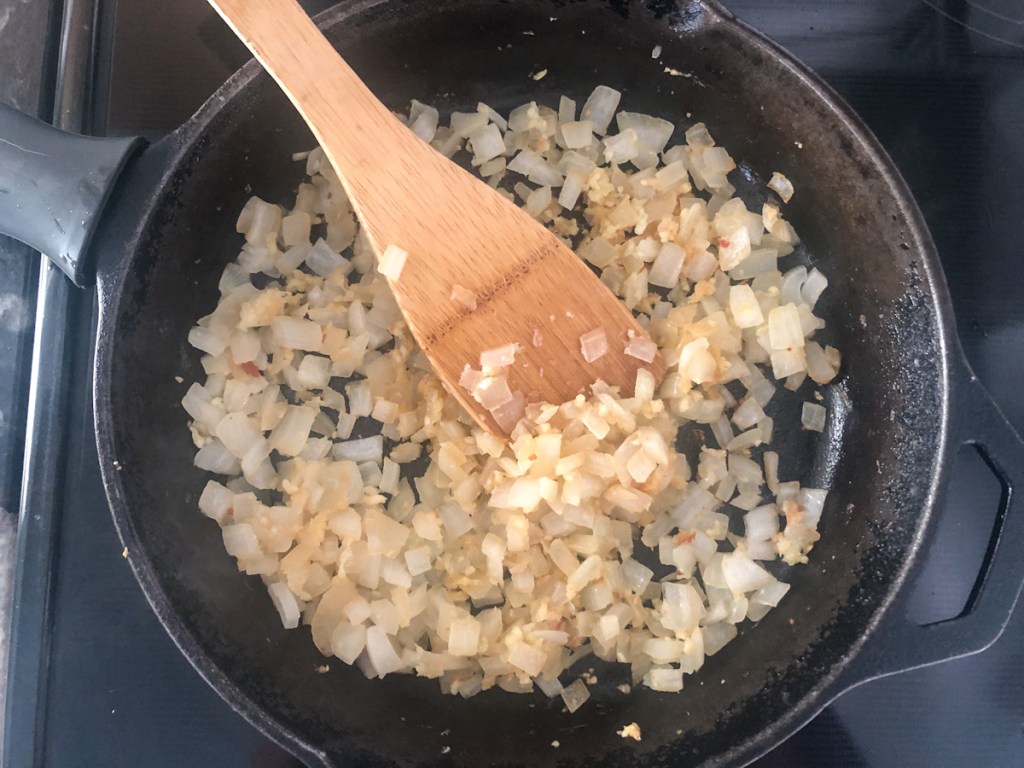 onions and garlic in a skillet