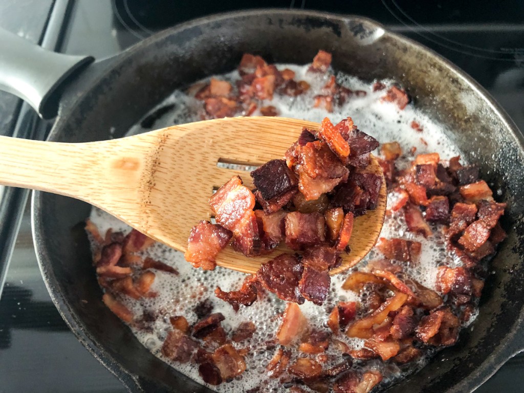 cooked chopped bacon