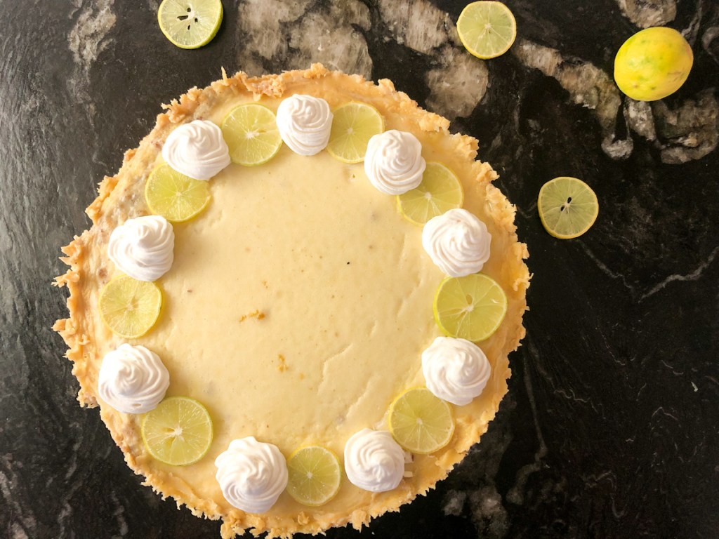 decorated keto key lime pie