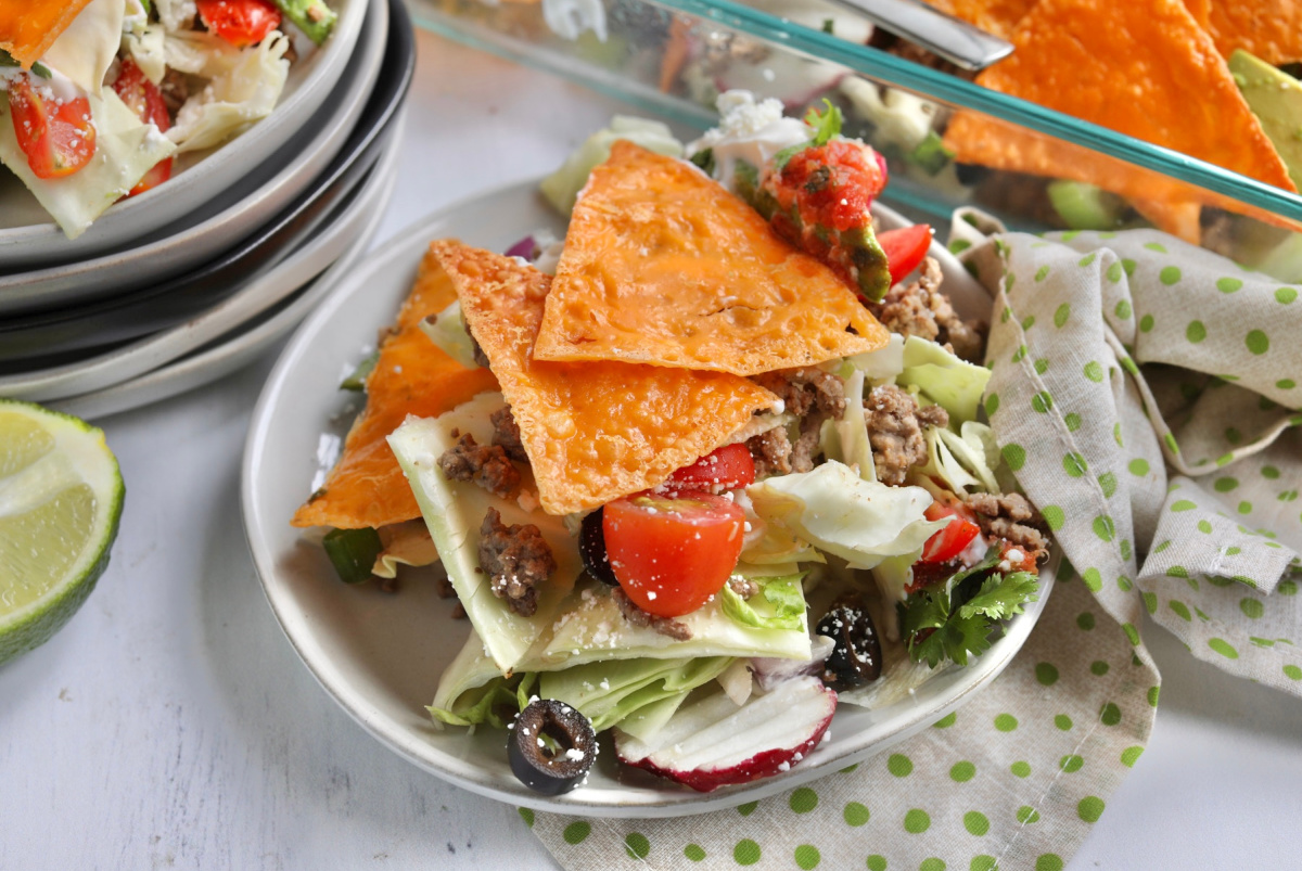 a keto taco salad on a plate