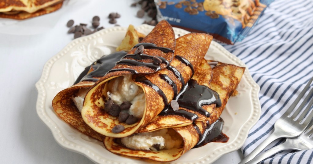 plate of cannoli stuffed keto crepes