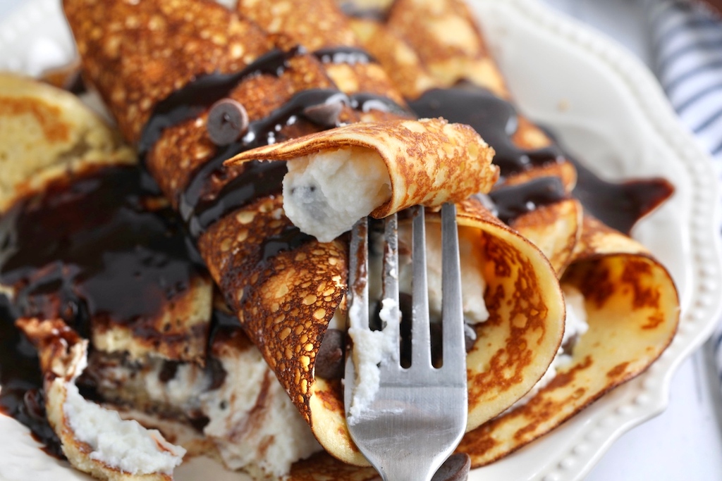 Keto Crepes w/ SugarFree Cannoli Filling, Breakfast or Dessert Idea!