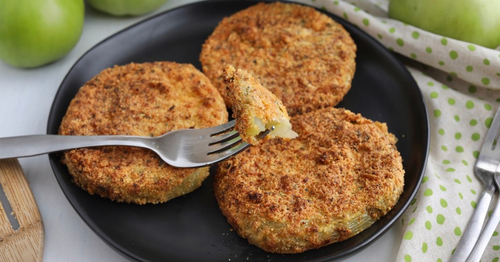 keto fried green tomatoes on a plate