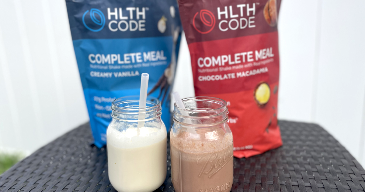 HTLH code meal replacement keto shakes on table outside