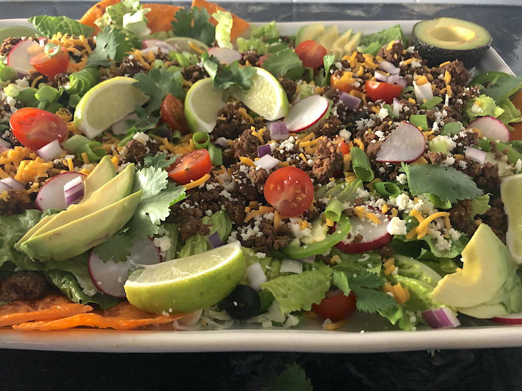 taco salad with all of the toppings 