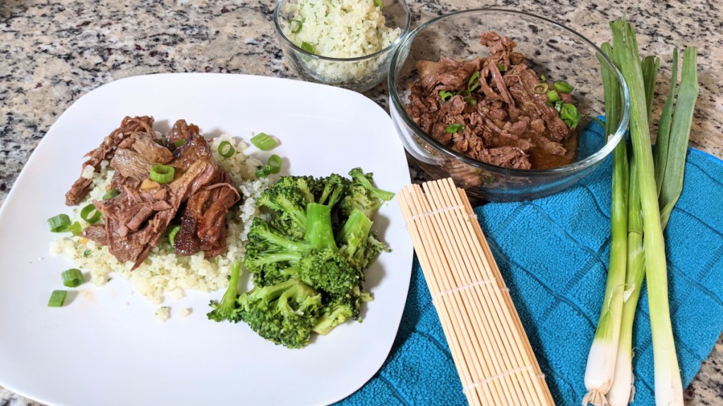 keto crockpot Mongolian Beef on a plate