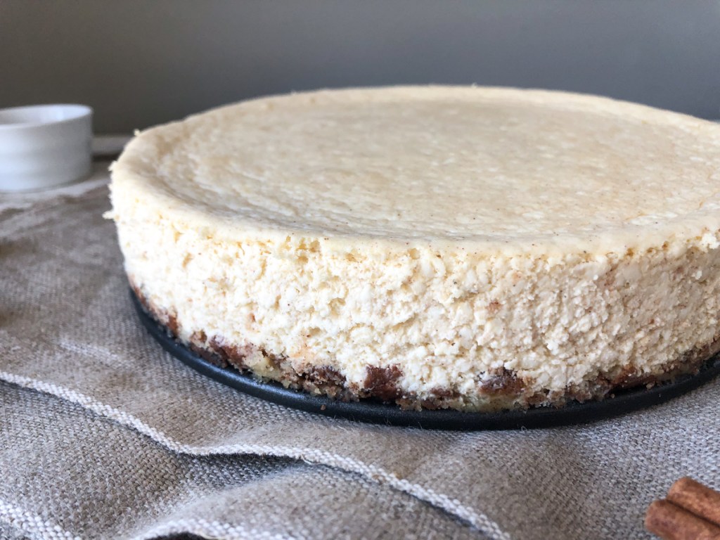 whole keto churro cheesecake side view