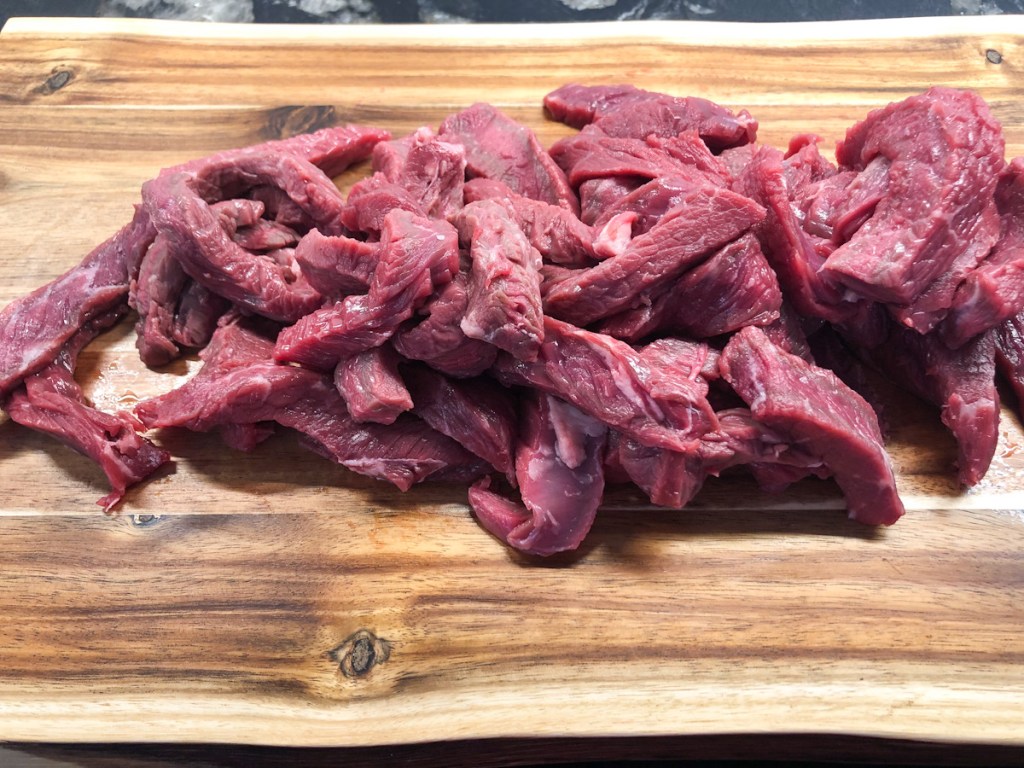 steak cut into strips