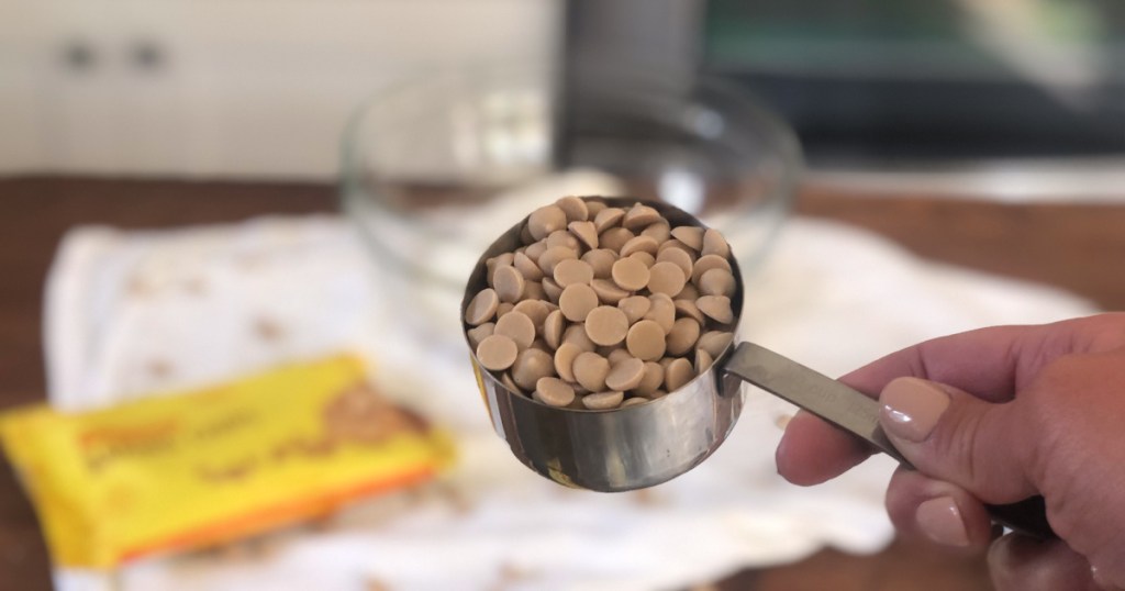 choczero peanut butter baking chips in a measuring cup