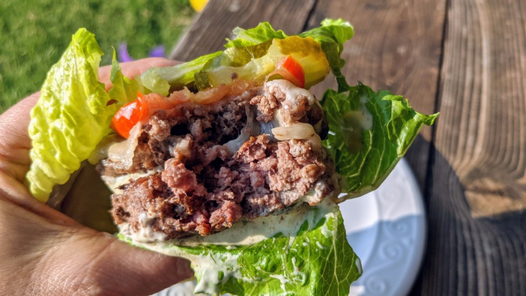 keto smash burger recipe, lettuce wrap