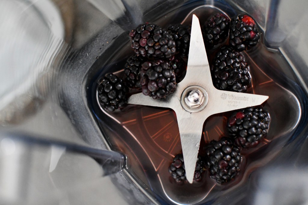 berries in a blender with red wine vinegar