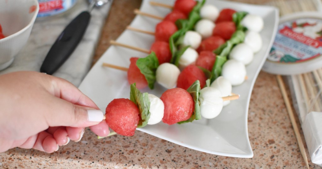 compiling watermelon caprese