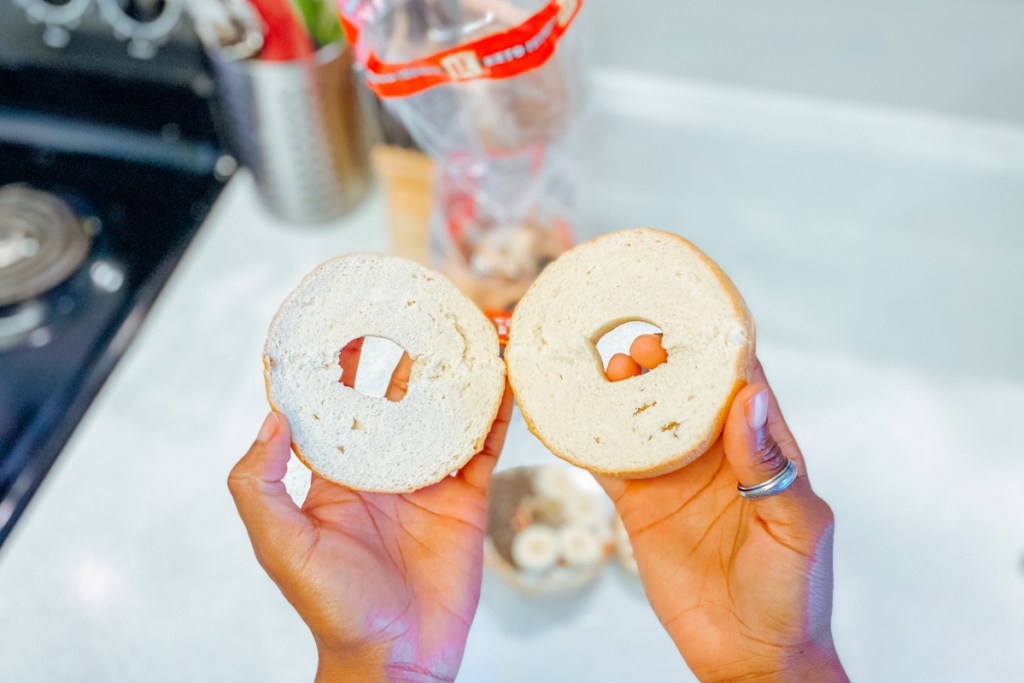 keto bagels sliced open